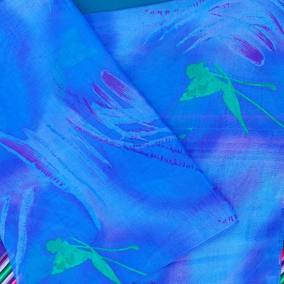 Set of 4 Fashion Scarves in Black, Blue, and Earth Tones size 14" x 60" - Picture 7 of 12